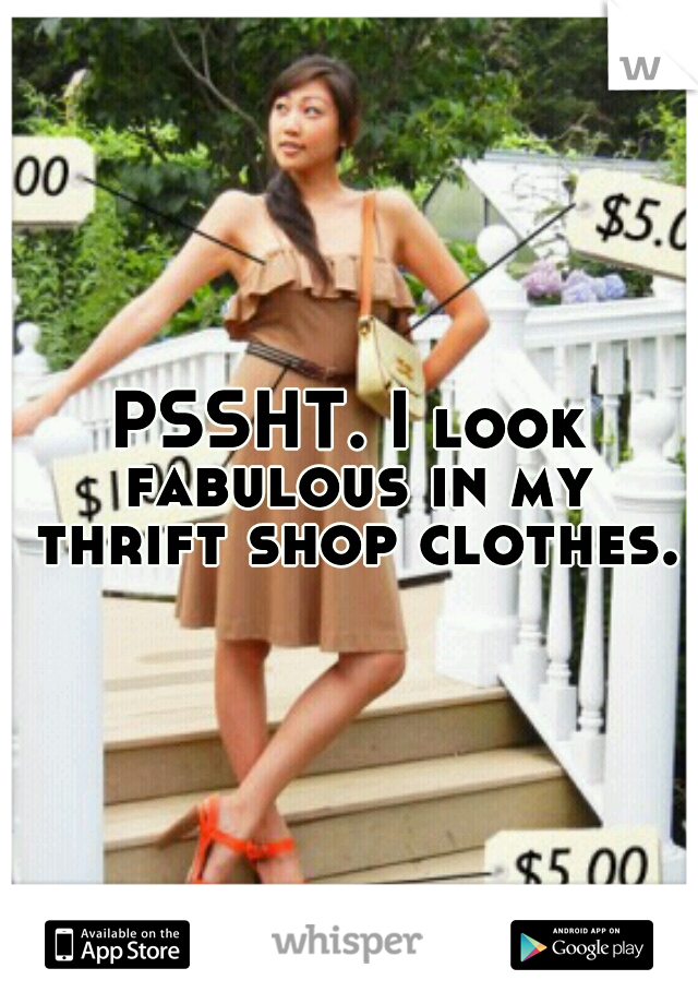 PSSHT. I look fabulous in my thrift shop clothes.