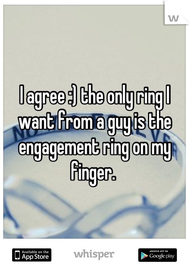 I agree :) the only ring I want from a guy is the engagement ring on my finger. 