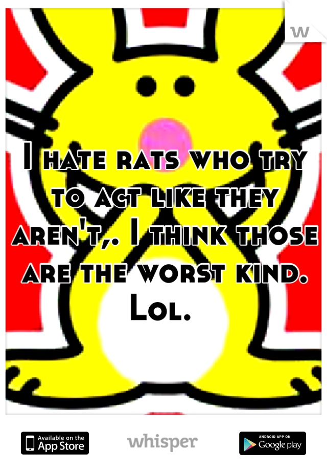 I hate rats who try to act like they aren't,. I think those are the worst kind. Lol. 