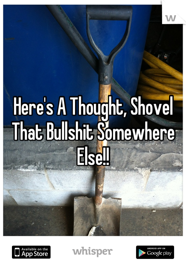 Here's A Thought, Shovel That Bullshit Somewhere Else!!