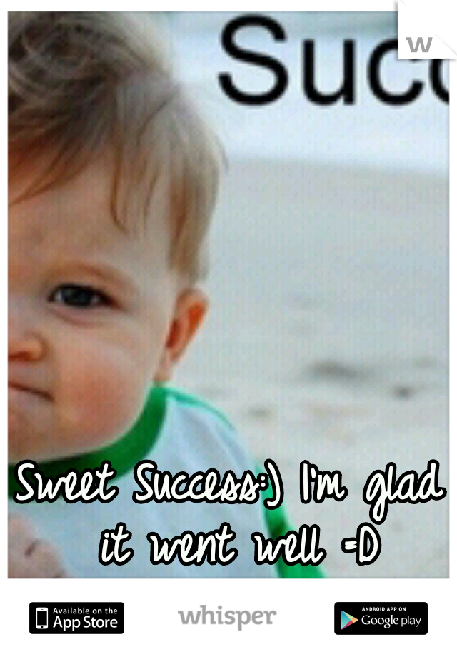 Sweet Success:) I'm glad it went well =D