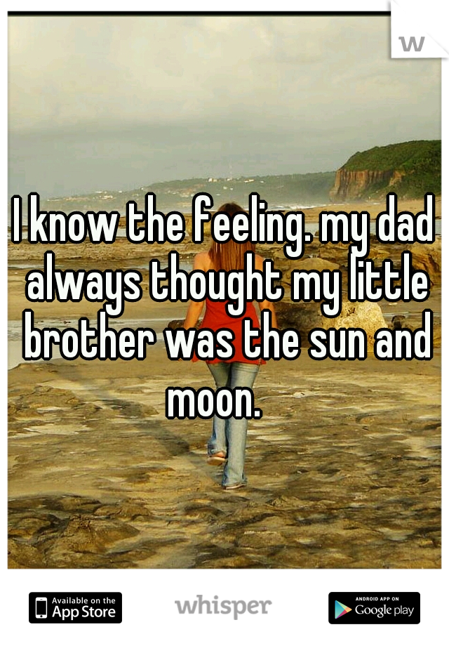 I know the feeling. my dad always thought my little brother was the sun and moon.   