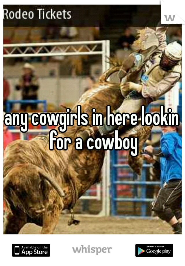 any cowgirls in here lookin for a cowboy