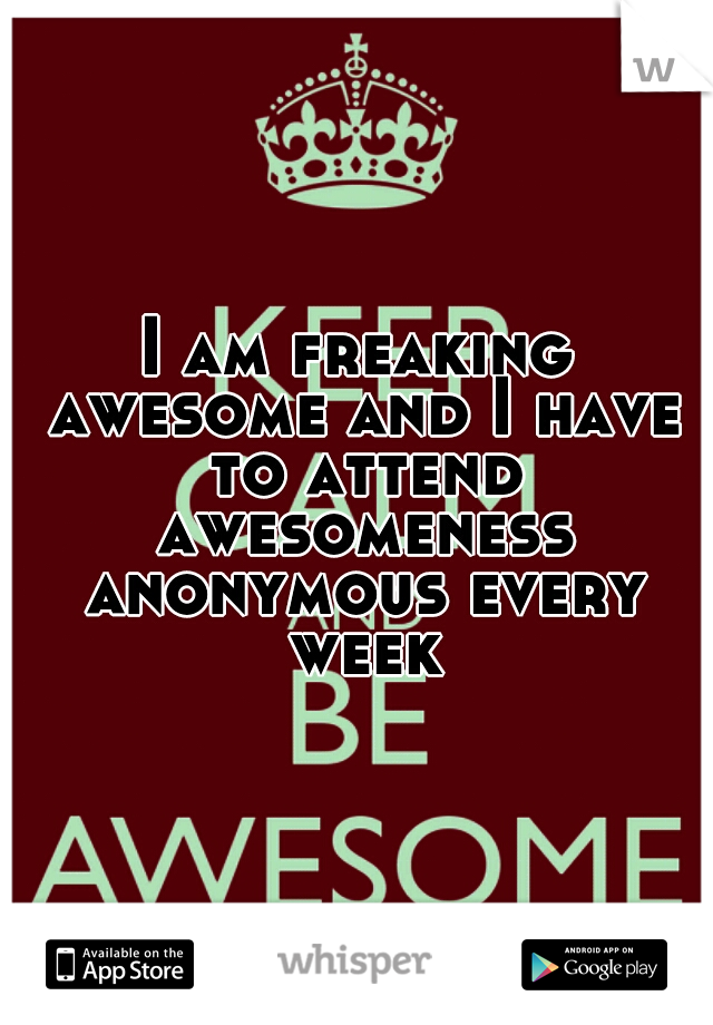 I am freaking awesome and I have to attend awesomeness anonymous every week