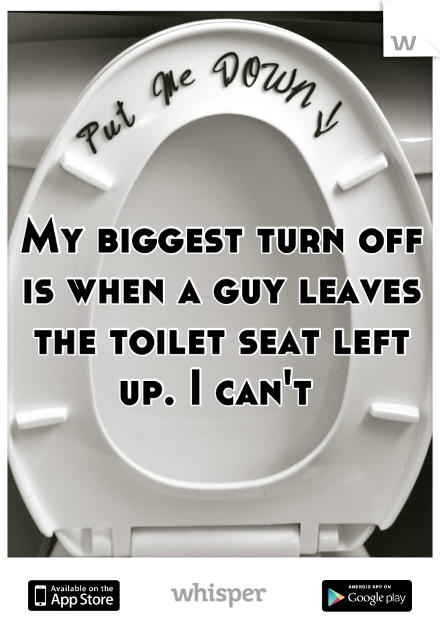 My biggest turn off is when a guy leaves the toilet seat left up. I can't 