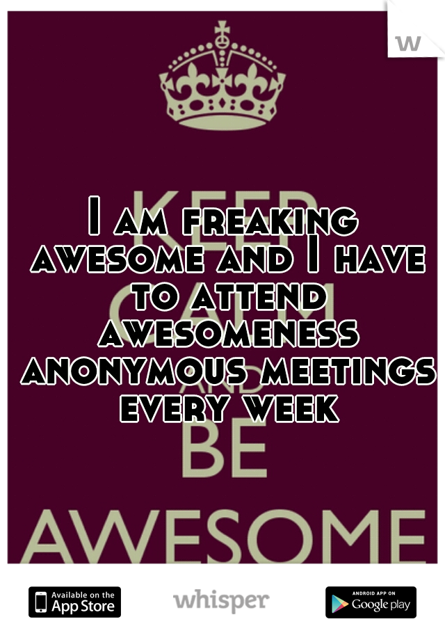 I am freaking awesome and I have to attend awesomeness anonymous meetings every week