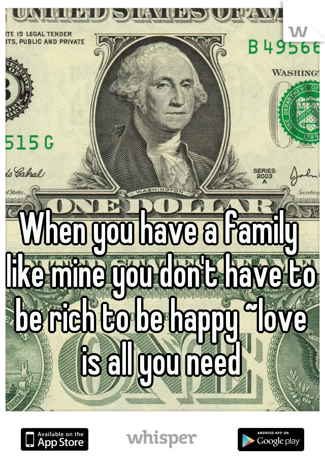 When you have a family like mine you don't have to be rich to be happy ~love is all you need