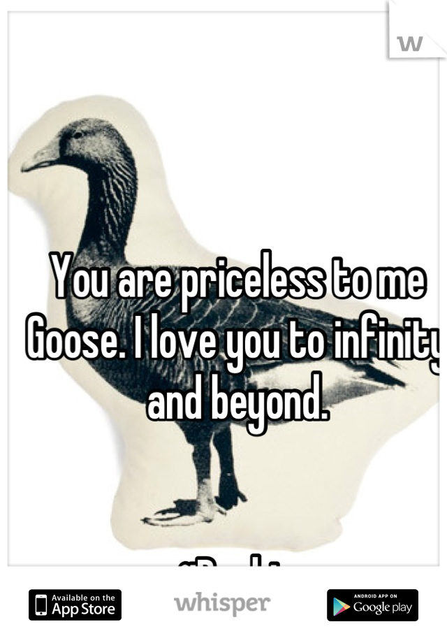 You are priceless to me Goose. I love you to infinity and beyond.


~Duckie