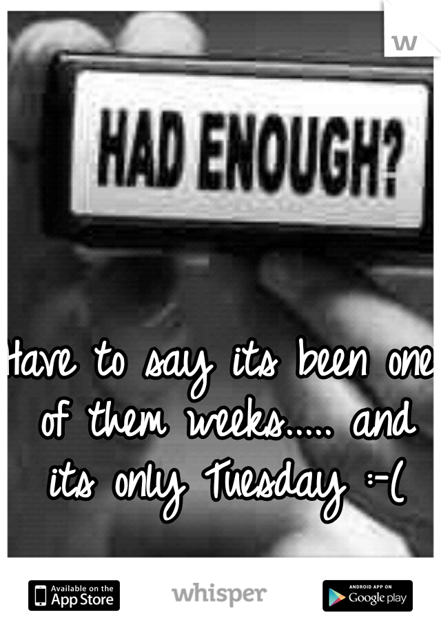 Have to say its been one of them weeks..... and its only Tuesday :-(
