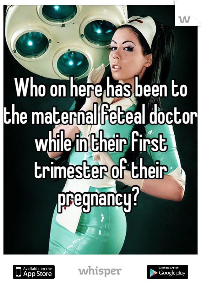 Who on here has been to the maternal feteal doctor while in their first trimester of their pregnancy? 