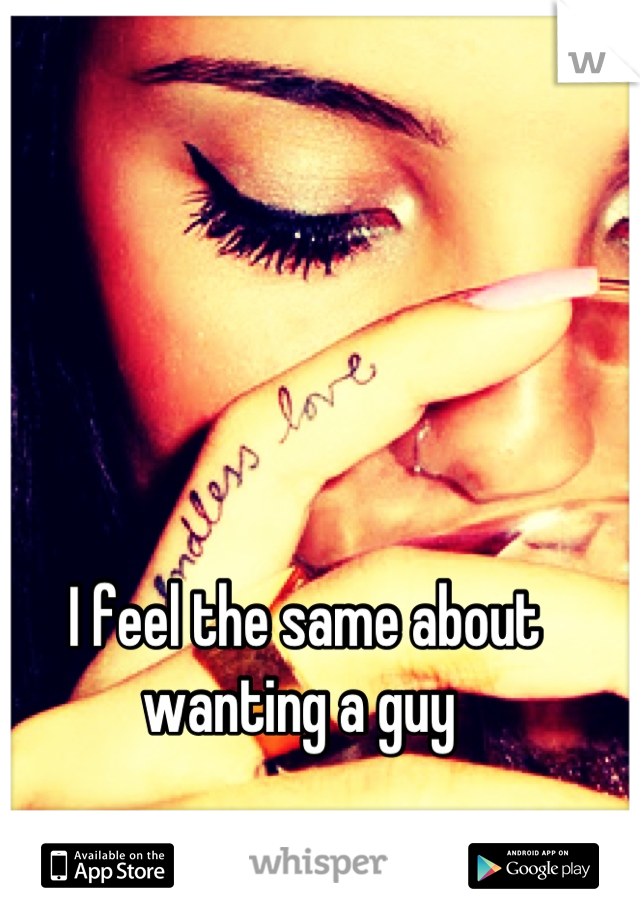 I feel the same about wanting a guy 