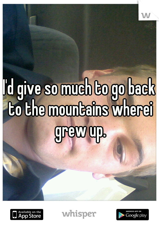 I'd give so much to go back to the mountains wherei grew up.