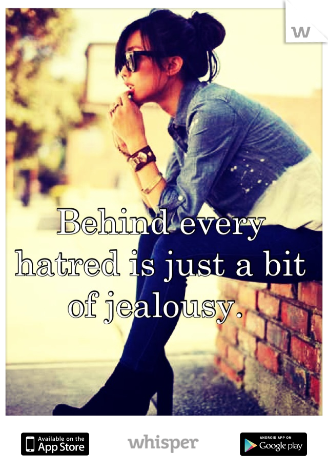 Behind every hatred is just a bit of jealousy. 