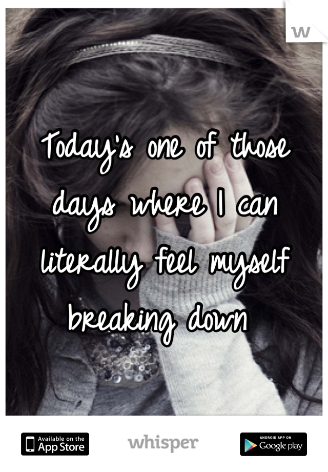 Today's one of those days where I can literally feel myself breaking down 
