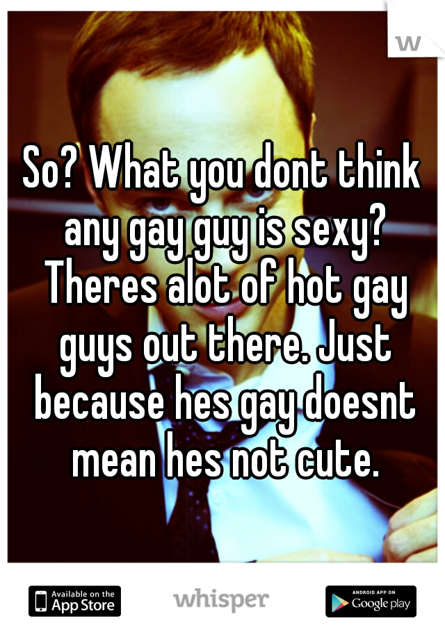 So? What you dont think any gay guy is sexy? Theres alot of hot gay guys out there. Just because hes gay doesnt mean hes not cute.