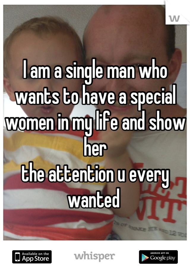 I am a single man who wants to have a special women in my life and show her
the attention u every wanted 