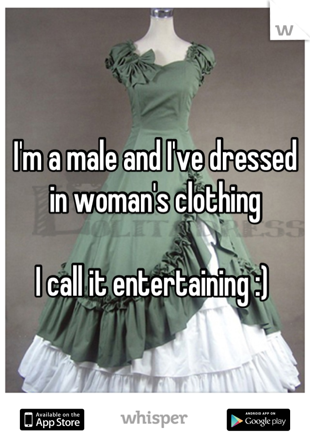 I'm a male and I've dressed in woman's clothing 

I call it entertaining :) 