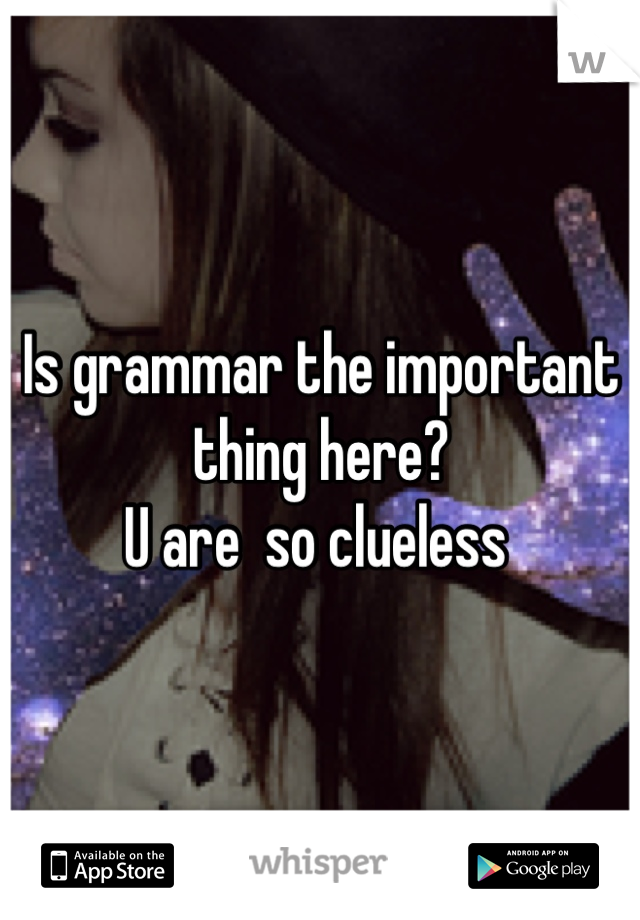 Is grammar the important thing here? 
U are  so clueless 