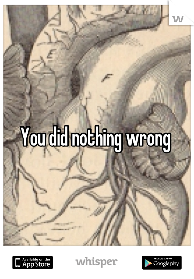 You did nothing wrong 