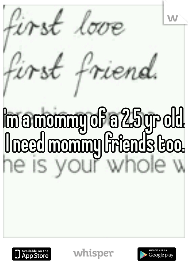 I'm a mommy of a 2.5 yr old. I need mommy friends too.