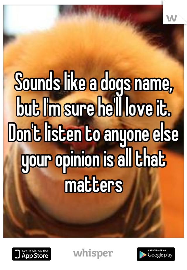 Sounds like a dogs name, but I'm sure he'll love it. Don't listen to anyone else your opinion is all that matters