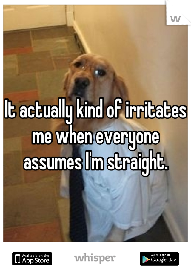 It actually kind of irritates me when everyone assumes I'm straight.