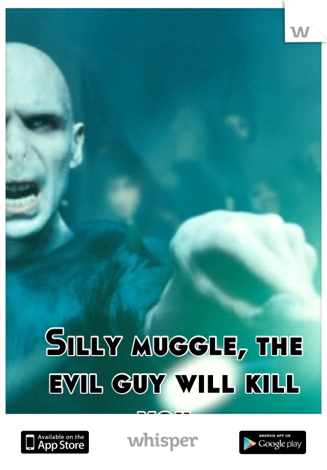 Silly muggle, the evil guy will kill you. 