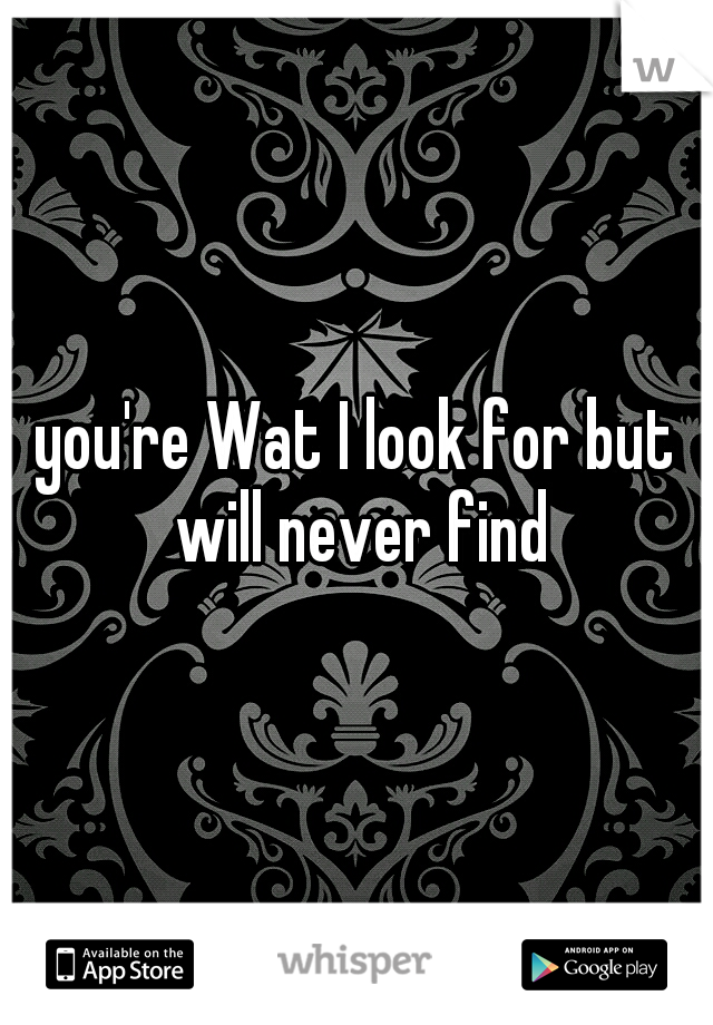 you're Wat I look for but will never find