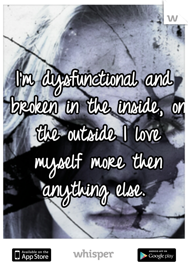 I'm dysfunctional and broken in the inside, on the outside I love myself more then anything else. 
