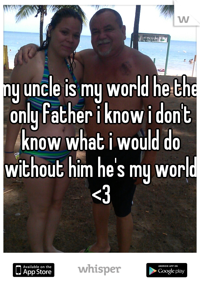 my uncle is my world he the only father i know i don't know what i would do without him he's my world <3