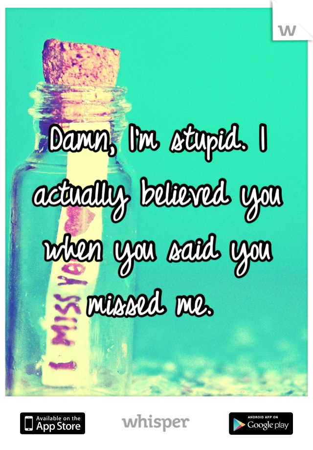 Damn, I'm stupid. I actually believed you when you said you missed me. 