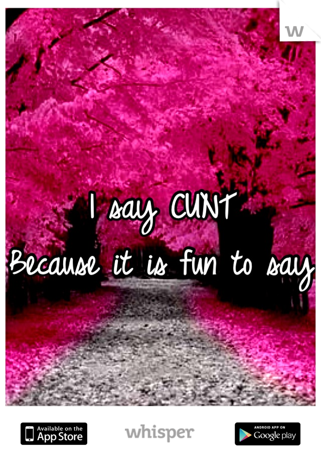 I say CUNT
Because it is fun to say