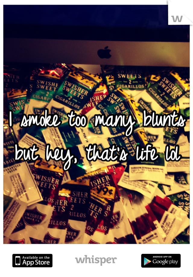I smoke too many blunts but hey, that's life lol