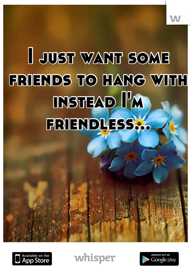 I just want some friends to hang with instead I'm friendless...