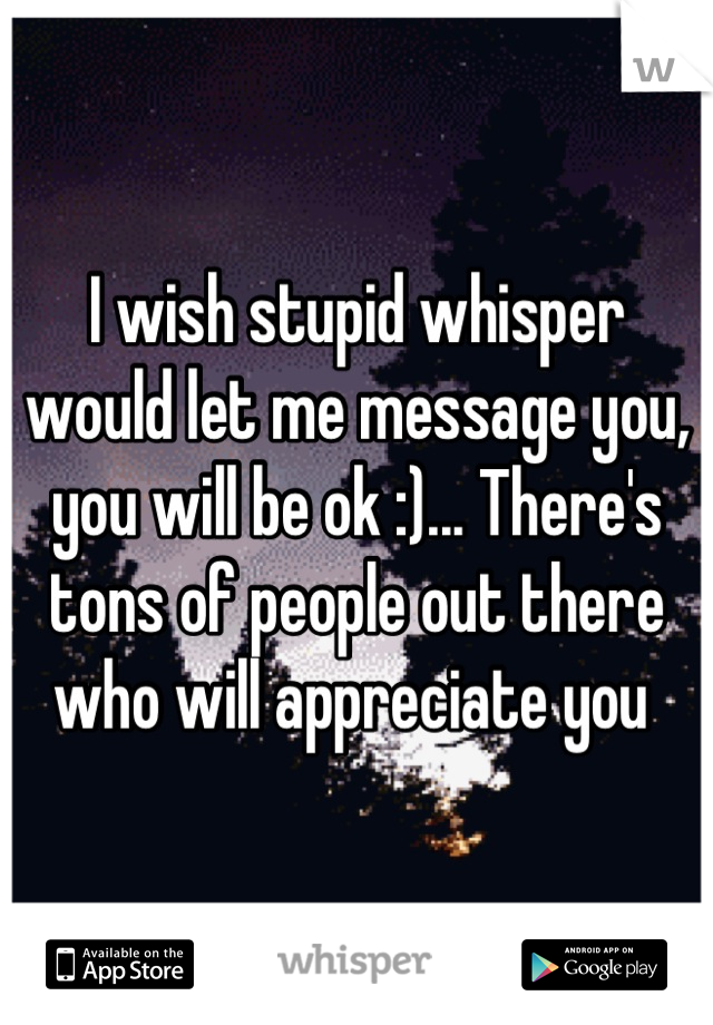 I wish stupid whisper would let me message you, you will be ok :)... There's tons of people out there who will appreciate you 