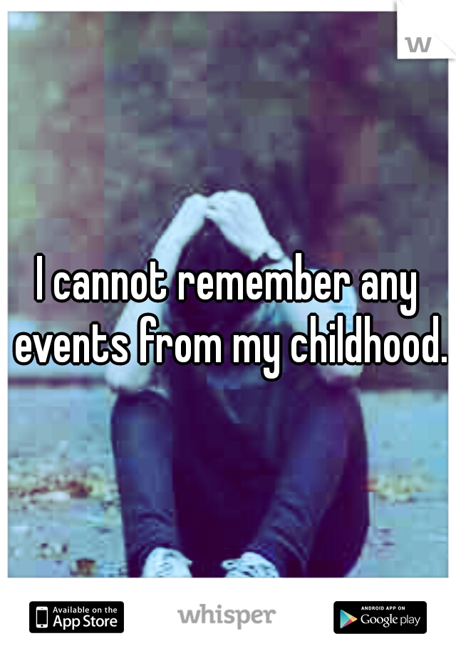 I cannot remember any events from my childhood.