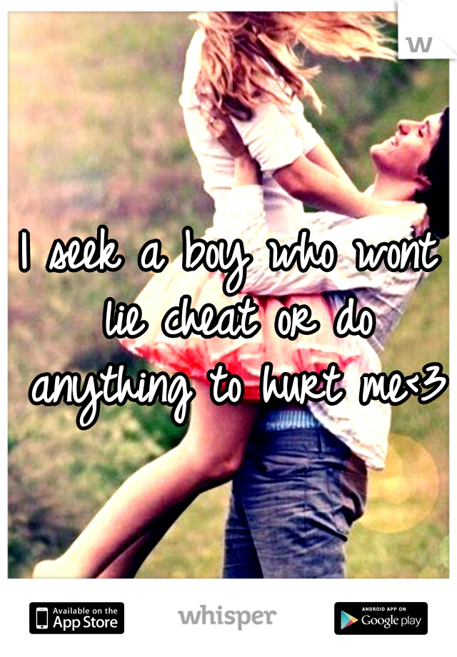 I seek a boy who wont lie cheat or do anything to hurt me<3
