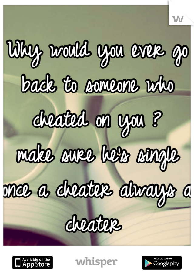 Why would you ever go back to someone who cheated on you ? 
make sure he's single once a cheater always a cheater 