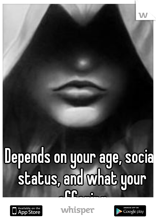 Depends on your age, social status, and what your offering