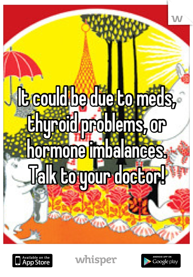 It could be due to meds, thyroid problems, or hormone imbalances. 
Talk to your doctor!