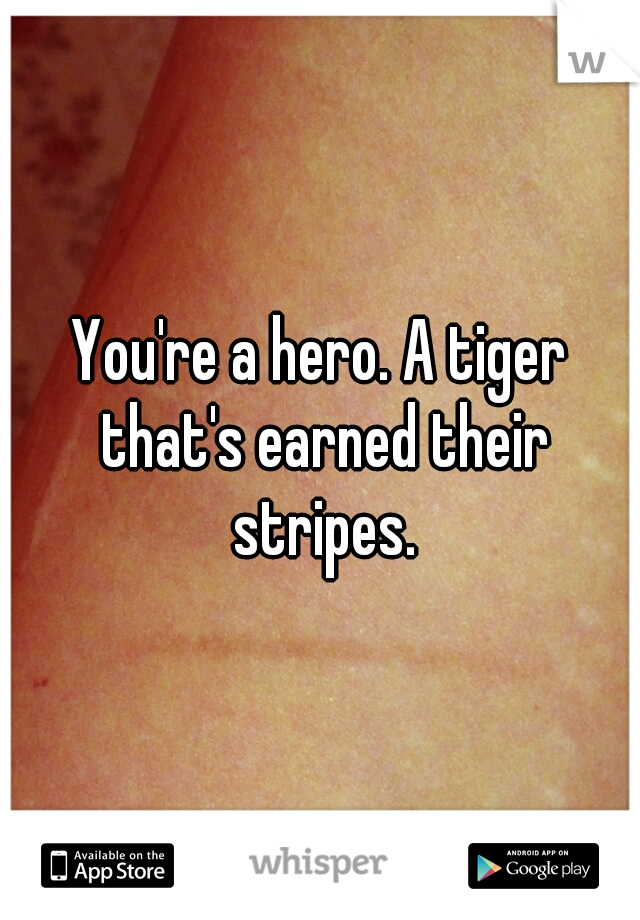 You're a hero. A tiger that's earned their stripes.