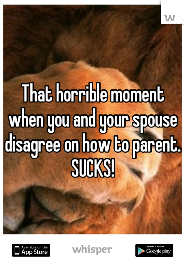 That horrible moment when you and your spouse disagree on how to parent. SUCKS!