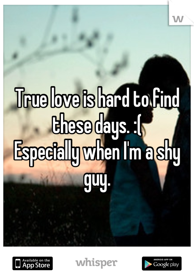 True love is hard to find these days. :( 
Especially when I'm a shy guy.