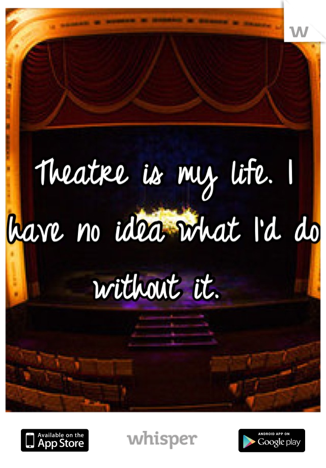 Theatre is my life. I have no idea what I'd do without it. 