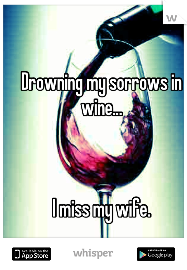 Drowning my sorrows in wine...



I miss my wife.