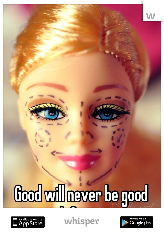 Good will never be good enough for anyone.
