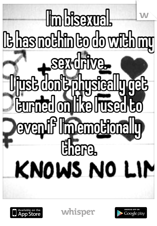 I'm bisexual. 
It has nothin to do with my sex drive.
I just don't physically get turned on like I used to even if I'm emotionally there.