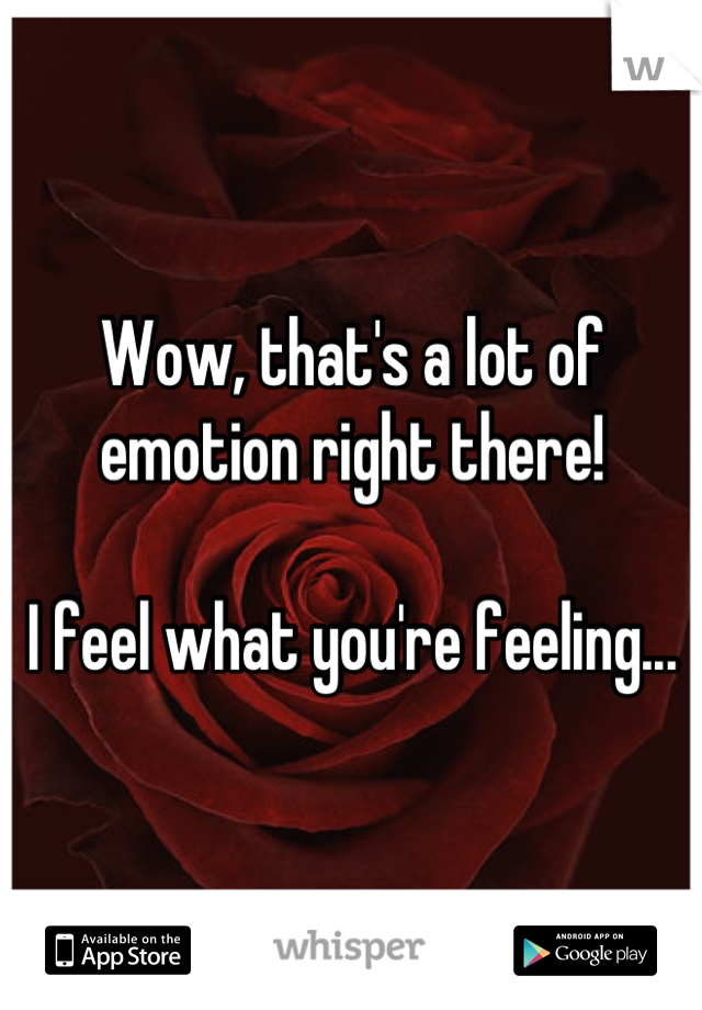 Wow, that's a lot of emotion right there!

I feel what you're feeling...