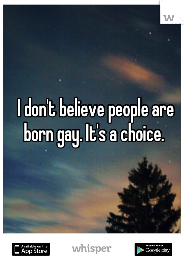 I don't believe people are born gay. It's a choice. 