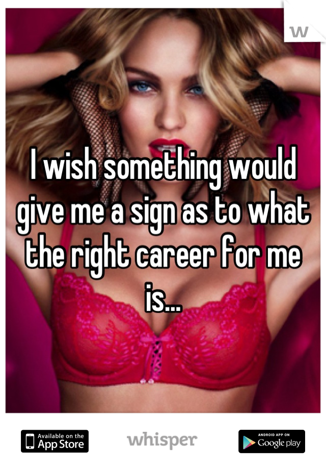 I wish something would give me a sign as to what the right career for me is...